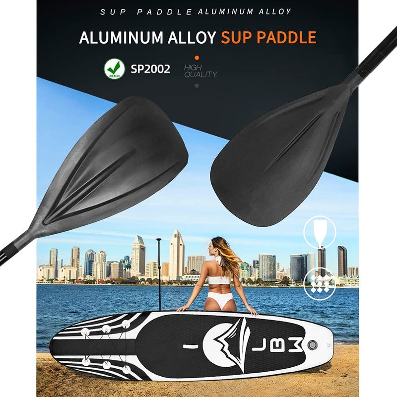LBW Stand Up Paddle Board Paddle - 3 Pieces Adjustable Aluminium Alloy Floating SUP Paddle with Storage Bag, Portable Durable Oars - Image 2